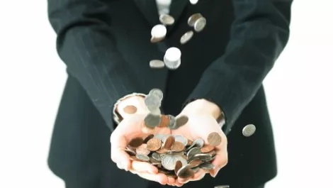 Money falling into hands 1