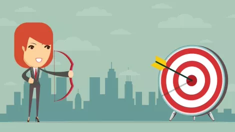 Woman hitting target