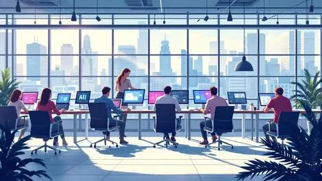 Modern open plan office christchurch people collaborating ai innovation