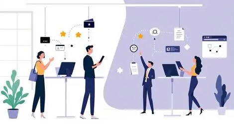 Seamless transition office workers modern workplace team welcome leave