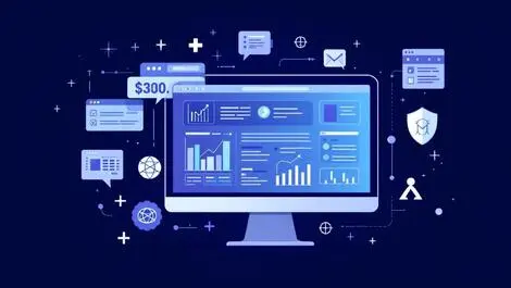 Computer screen structured data charts web elements ai icons data extraction