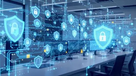 Small business office network computer systems cyber protection gears locks