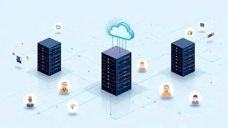 Interconnected cloud servers ai brain icons network lines enterprise ai