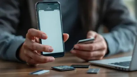 Worried person holding mobile phone with suspicious messages financial crime online scams