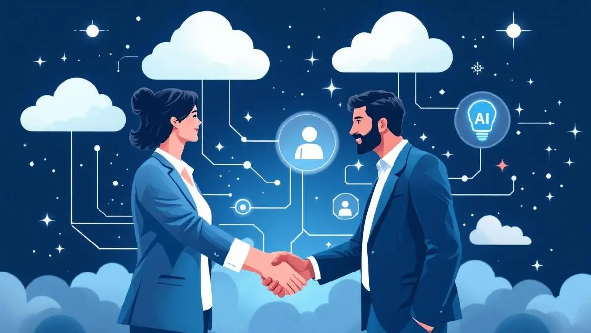 Business professionals handshake cloud ai collaboration integration customer service