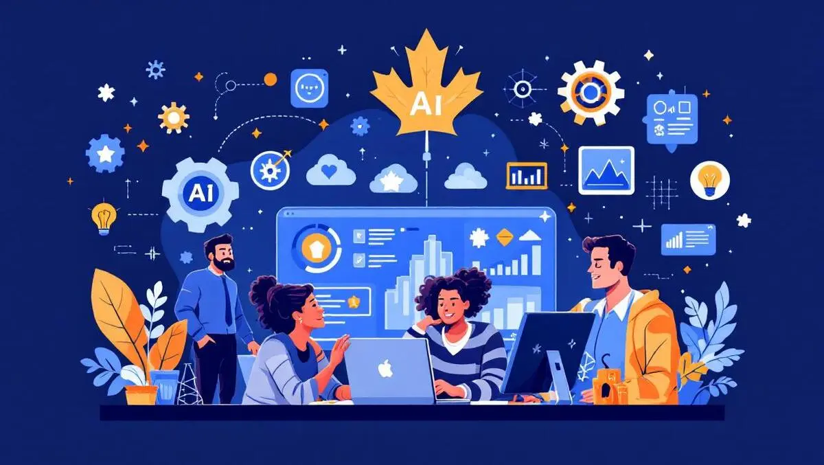 Canadian small business owners ai innovation maple leaf support illustration