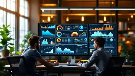 Engineers data scientists collaborating analyzing digital data analytics