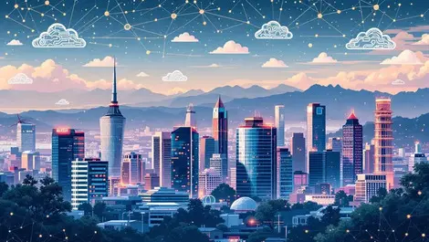 Wellington skyline modern office buildings tech infrastructure digital connectivity