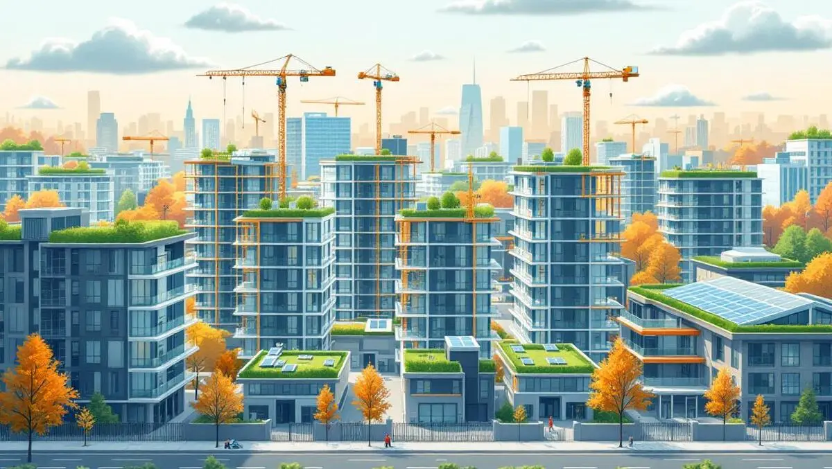 Canadian city midrise construction green roofs solar data autumn