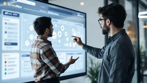 Servicenow digital dashboard ai workflows devs collaboration scene