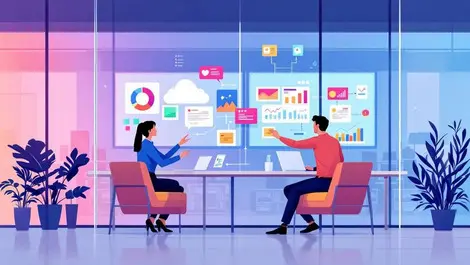 No code data workflow automation business team glass office cloud