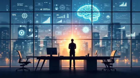 Executive overseeing ai investment vs staff cuts glass office