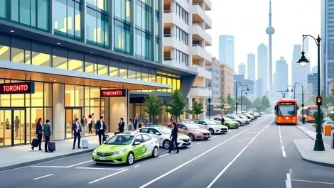 Downtown toronto streetcars ride hailing cars business travel