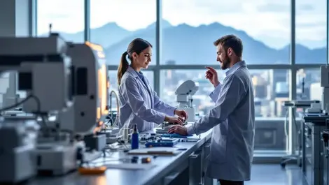 Vancouver med tech training lab students with diagnostic machines