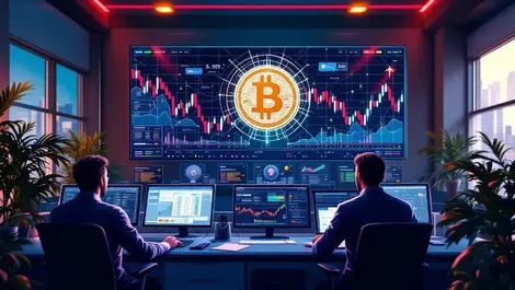 Modern thailand crypto office bitcoin charts ai network overlay